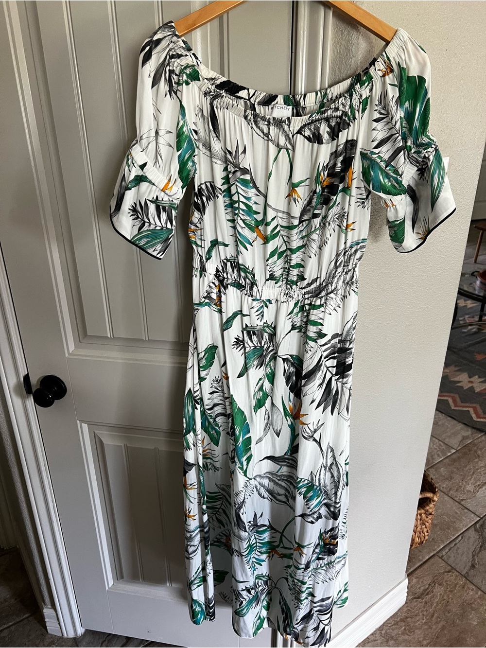 Witchery White Tropical Leaf Print Midi Dress
